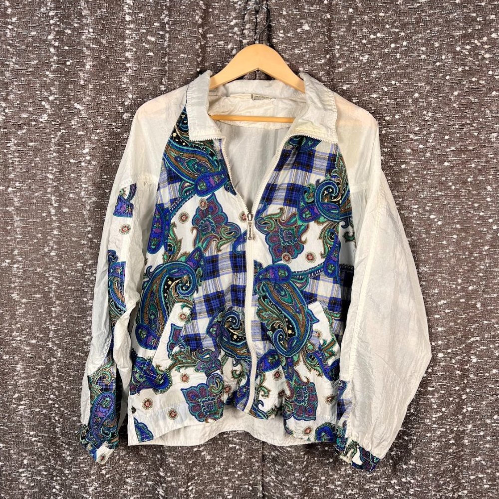 Athletic Works Vintage 90’s Paisley Nylon Zip Windbreaker Size Small